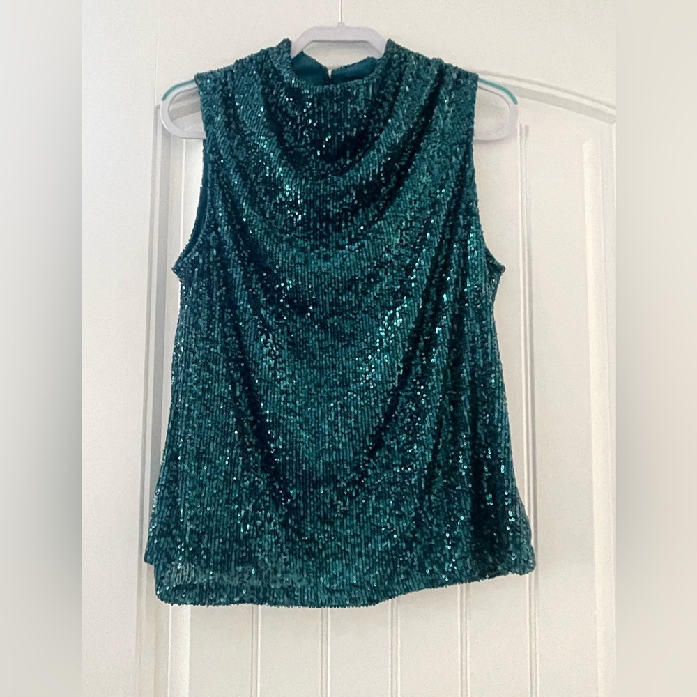Emerald Green Sleeveless Sequin Top xL